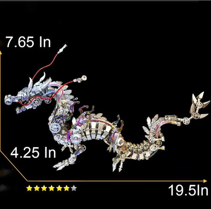 1300PCS Metal Realistic Chinese Dragon DIY 3D Puzzle Jigsaw Model Kit Ancient Mythical Beasts Diybooknookkit