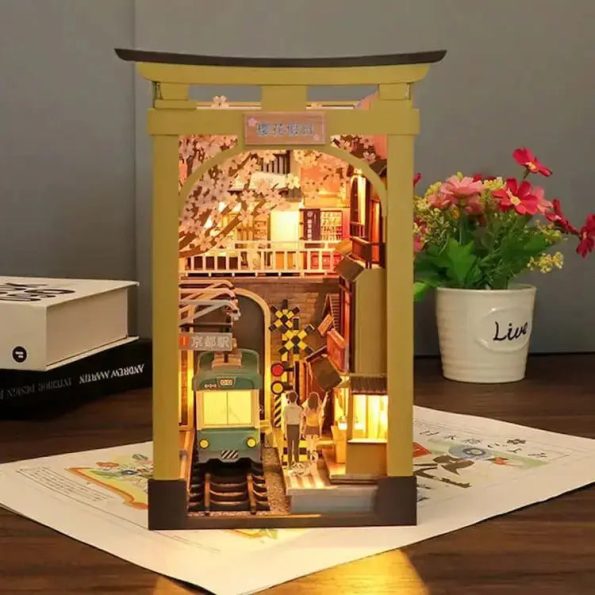 Cherry Blossom Train Station DIY Book Nooks