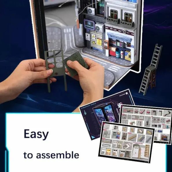 Cyberpunk DIY Book Nook Kit (45 Leds) - Diy book nook kit