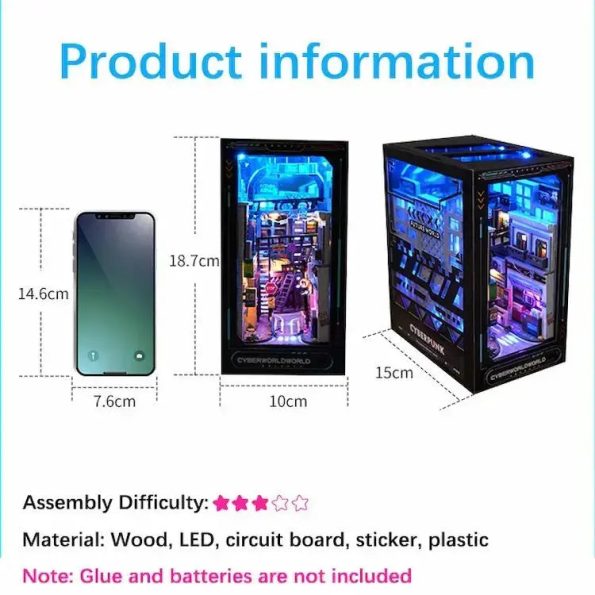 Cyberpunk DIY Book Nook Kit (45 Leds) - Diy book nook kit