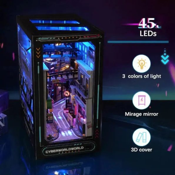 Cyberpunk DIY Book Nook Kit (45 Leds) - Diy book nook kit